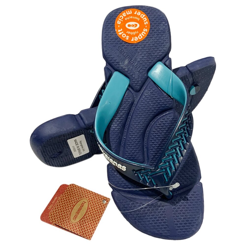 NWT HAVAIANAS POWER 2.0 MSRP $69.99 MEN'S BLUE BEACH FLIP FLOPS SANDALS